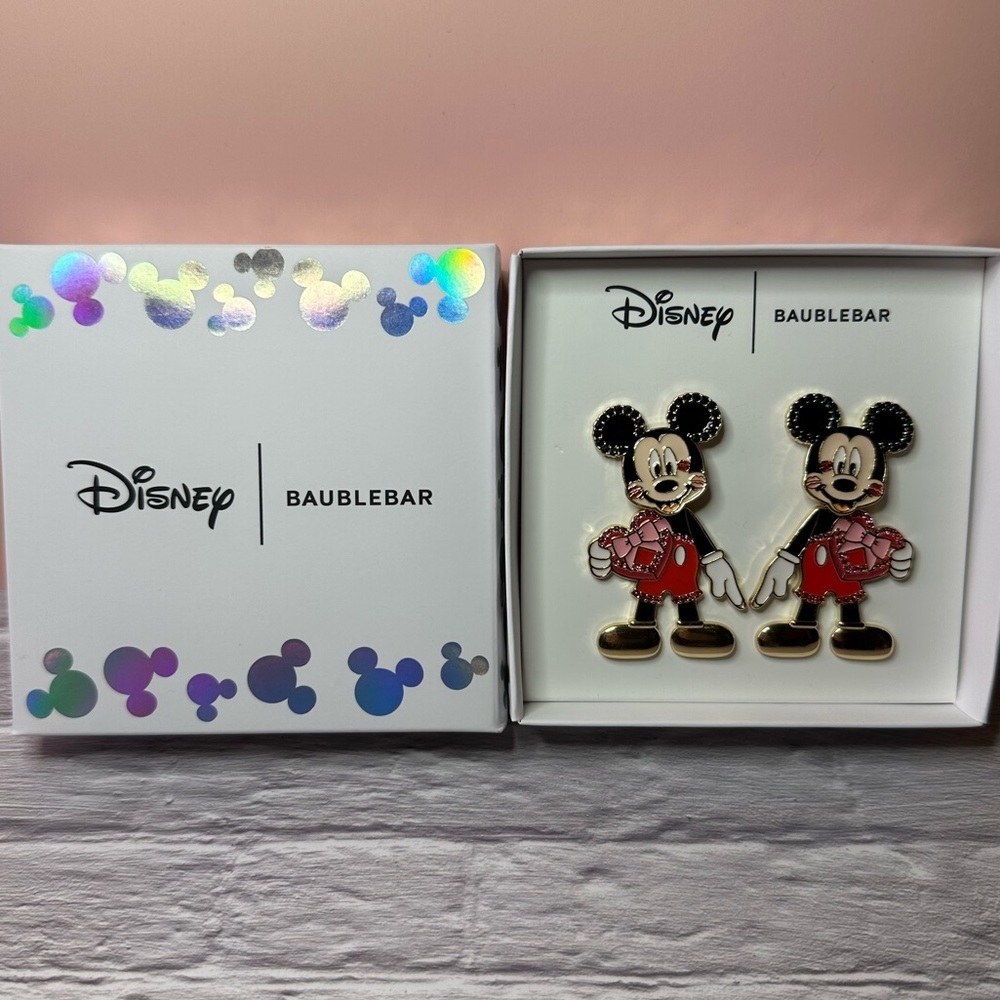 BaubleBar x Disney Valentine Mickey earrings New in BOX - Picture 4 of 7